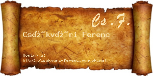 Csákvári Ferenc névjegykártya