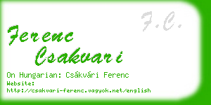 ferenc csakvari business card